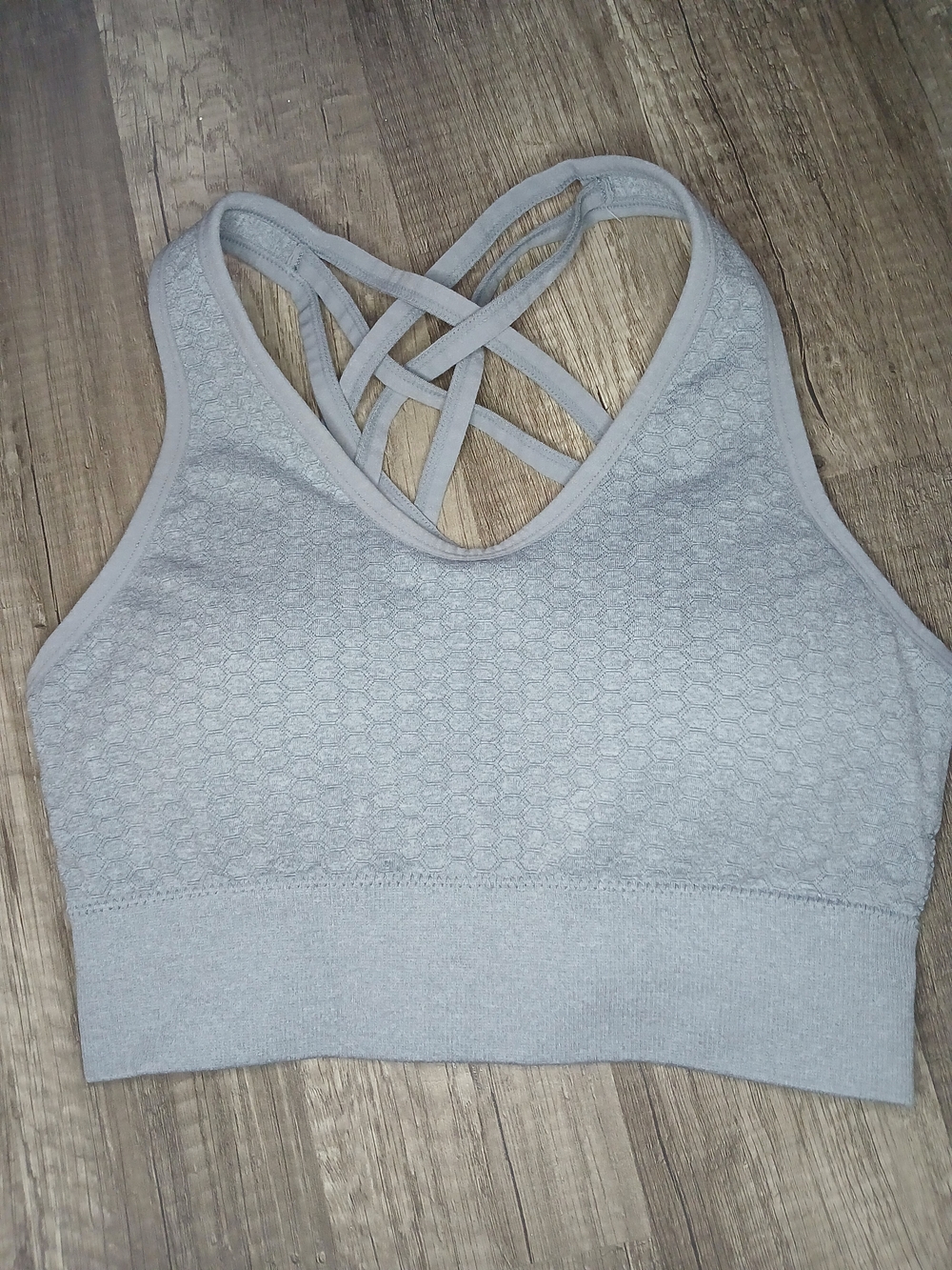 Light Gray Seamless Strappy Sports Bra